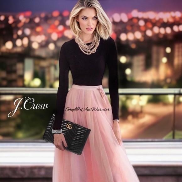 J.Crew NWT pink sorbet ribbon waist tulle ankle length skirt *shop@iamwarrior - Picture 5 of 16